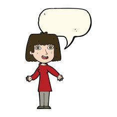 cartoon happy woman with speech bubble N169