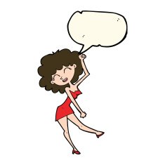 cartoon dancing woman with speech bubble N31