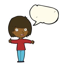 cartoon happy woman with speech bubble N170