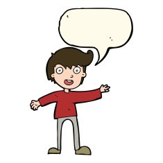 cartoon excited boy with speech bubble N97