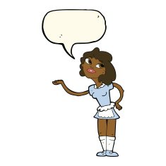 cartoon waitress serving with speech bubble N8
