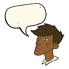 cartoon male model guy with speech bubble N8