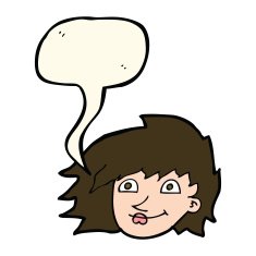 cartoon female face with speech bubble N95