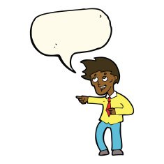 cartoon funny office man pointing with speech bubble N8