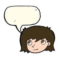 cartoon female face with speech bubble N96