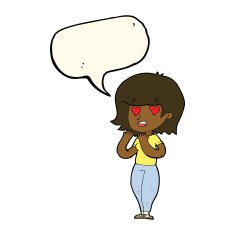cartoon woman in love with speech bubble N8