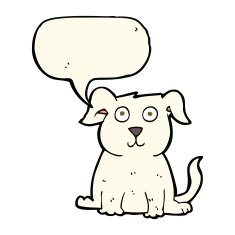 cartoon happy dog with speech bubble N49