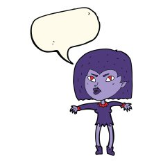 cartoon vampire girl with speech bubble N149