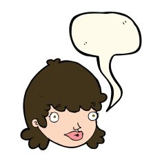 cartoon female face with surprised expression speech bubble N14
