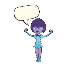 cartoon vampire girl with speech bubble N150