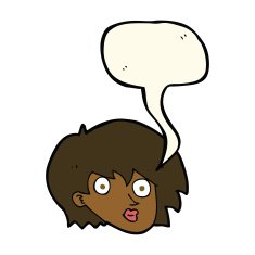 cartoon surprised female face with speech bubble N46