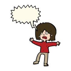 cartoon unhappy person with speech bubble N7