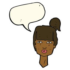 cartoon female head with speech bubble N8