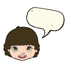 cartoon happy female face with speech bubble N122