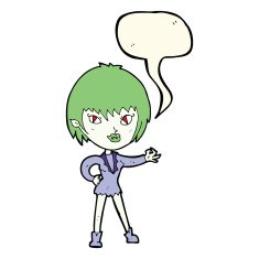cartoon vampire girl with speech bubble N152