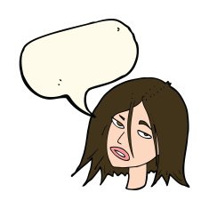 cartoon annoyed woman with speech bubble N121