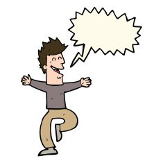 cartoon laughing man with speech bubble N12