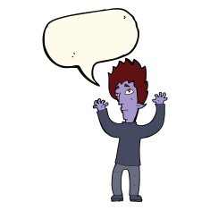 cartoon vampire giving up with speech bubble N8