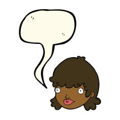 cartoon female face with surprised expression speech bubble N16