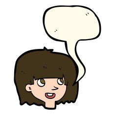 cartoon happy female face with speech bubble N126