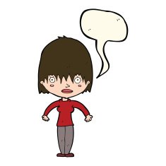 cartoon woman staring with speech bubble N22
