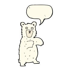 cartoon polar bear with speech bubble N43