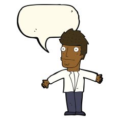 cartoon confused man with speech bubble N27