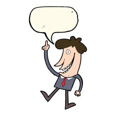 cartoon man with idea speech bubble N73