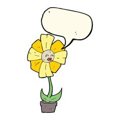 cartoon flower with speech bubble N26