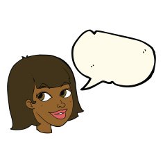 cartoon happy female face with speech bubble N131