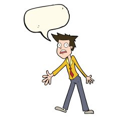 cartoon stressed man with speech bubble N44