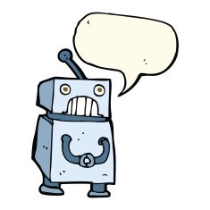 cartoon robot with speech bubble N120