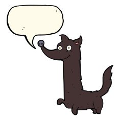 cartoon happy dog with speech bubble N50