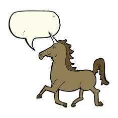 cartoon unicorn with speech bubble N25