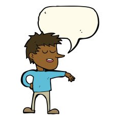 cartoon man making dismissive gesture with speech bubble N15