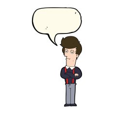 cartoon bored man with speech bubble N25