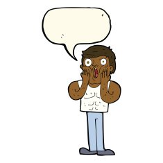 cartoon shocked gym man with speech bubble N13