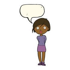 cartoon surprised girl with speech bubble N14
