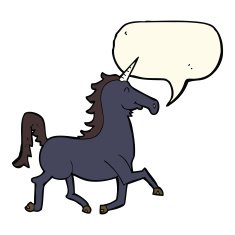 cartoon unicorn with speech bubble N26