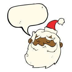 cartoon santa claus face with speech bubble N7