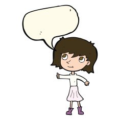 cartoon happy girl with speech bubble N54