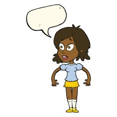 cartoon surprised woman with speech bubble N164