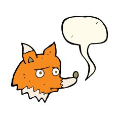 cartoon unhappy fox with speech bubble N4