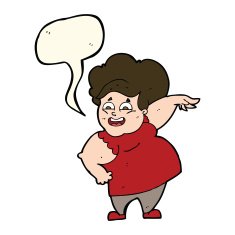 cartoon oveweight woman with speech bubble N4