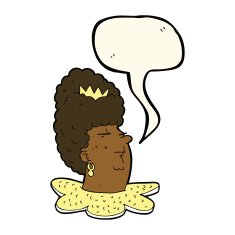 cartoon queen head with speech bubble N8