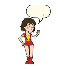 cartoon cool girl with speech bubble N18
