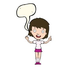 cartoon woman pointing with speech bubble N143
