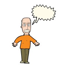 cartoon annoyed old man with speech bubble N43