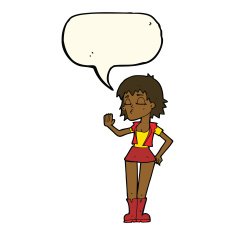 cartoon cool girl with speech bubble N19