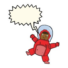 cartoon astronaut with speech bubble N80